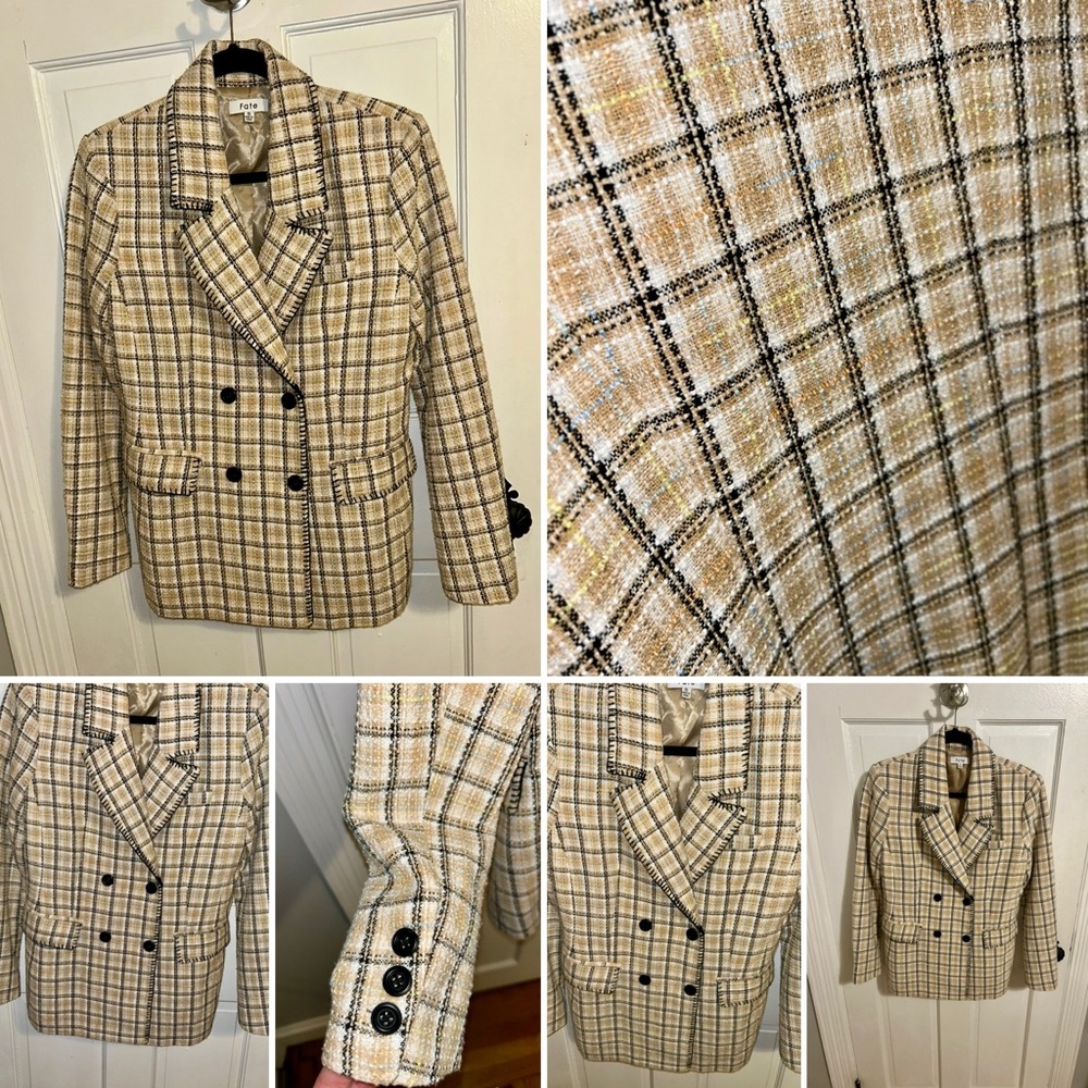NWOT ⚡️💙 Nude Plaid Tweed Blazer